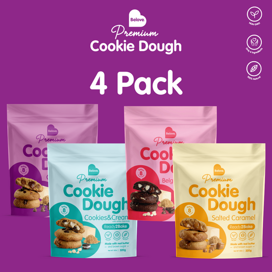 4 Pack - Premium Frozen Cookie Dough (Makes 32 Cookies)